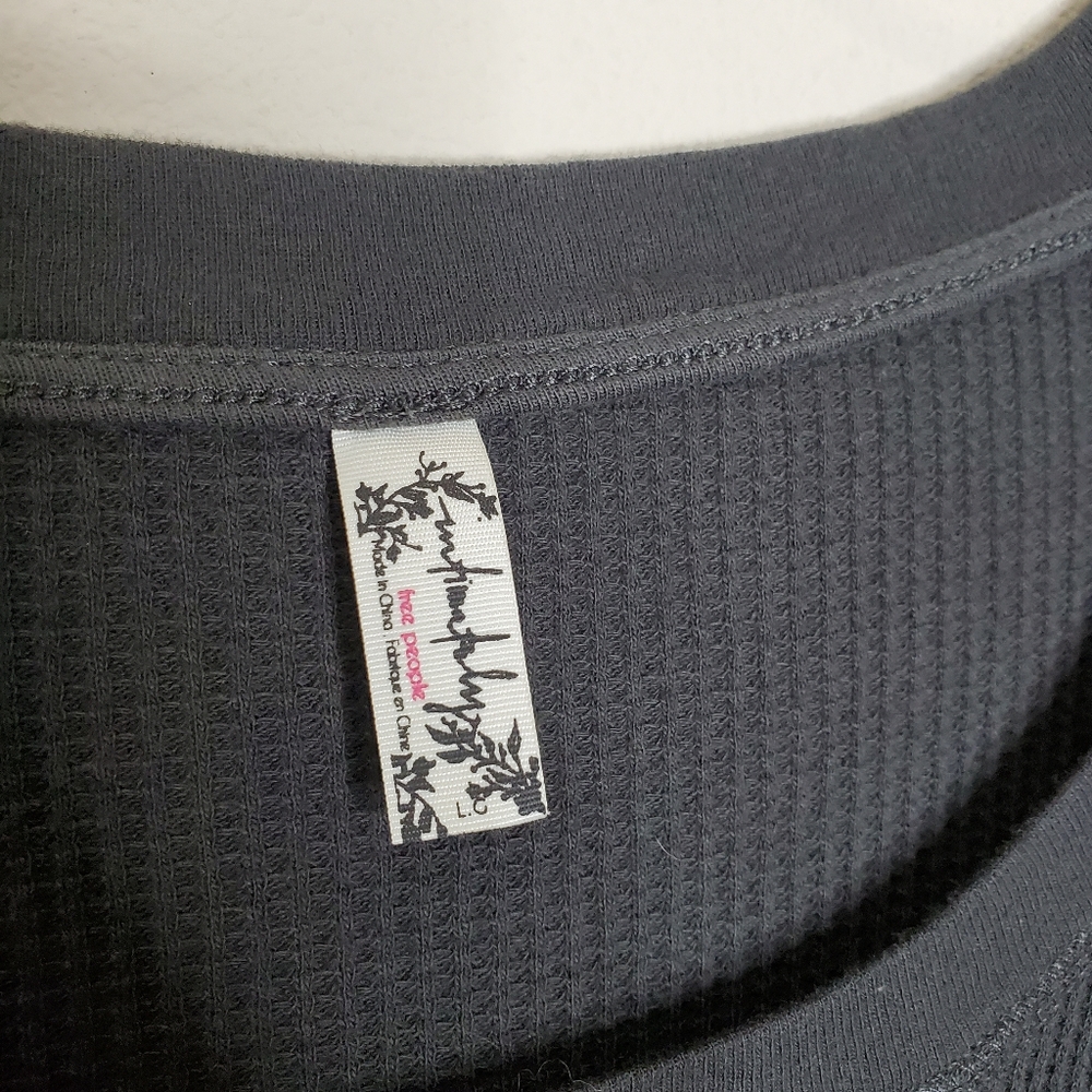 Free People Intimate Revolve Early Night Black Waffle Knit Oversized Thermal Top - Picture 8 of 11